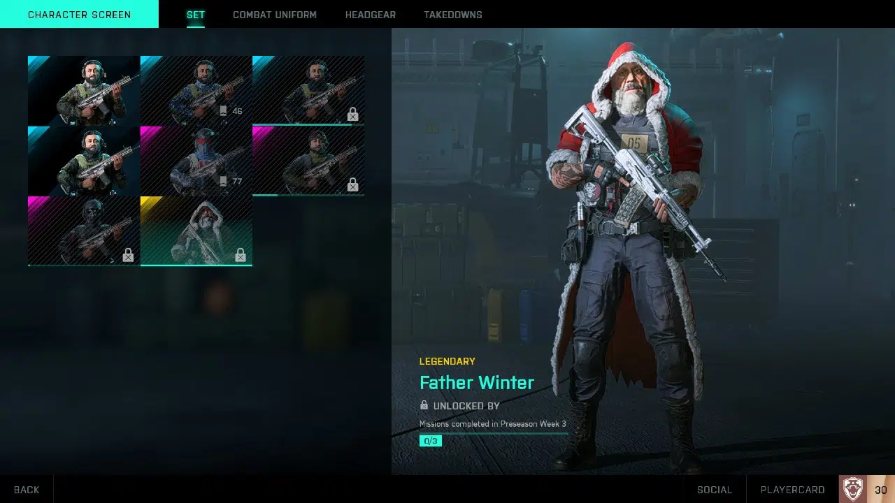 Papai Noel em Battlefield 2042 - skin de especialista com gorro vermelho