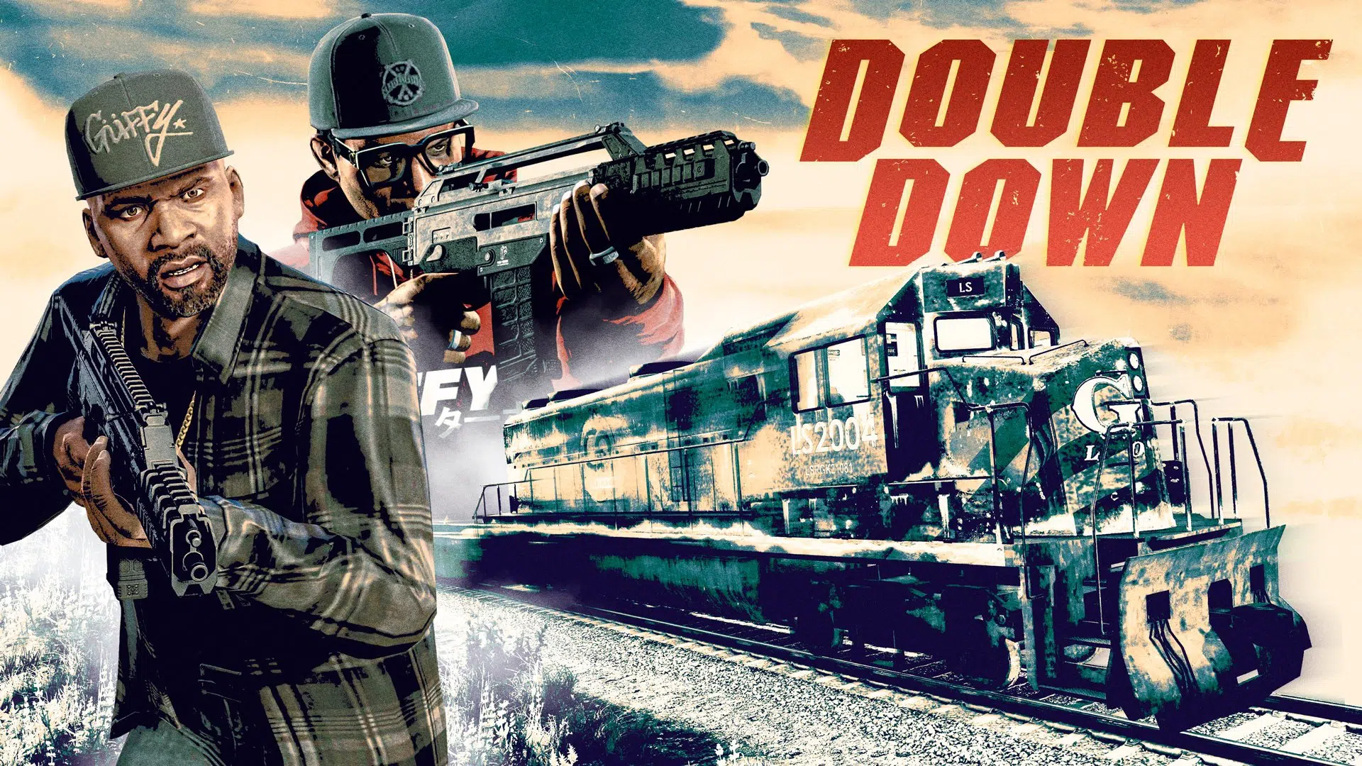 Imagem com Franklin e Lamar com o anúncio do Double Down, um modo coop em GTA Online