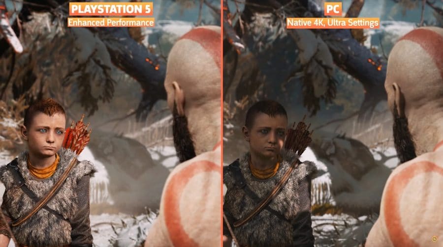 Vídeo compara God of War no PS5 e em um PC com gráficos no ultra