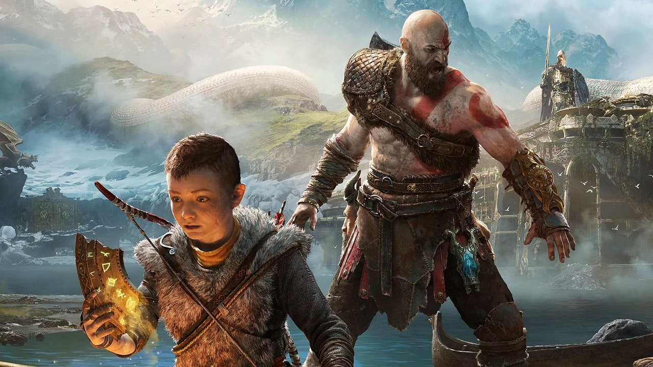 Kratos e Atreus em uma imagem de God of War para PC
