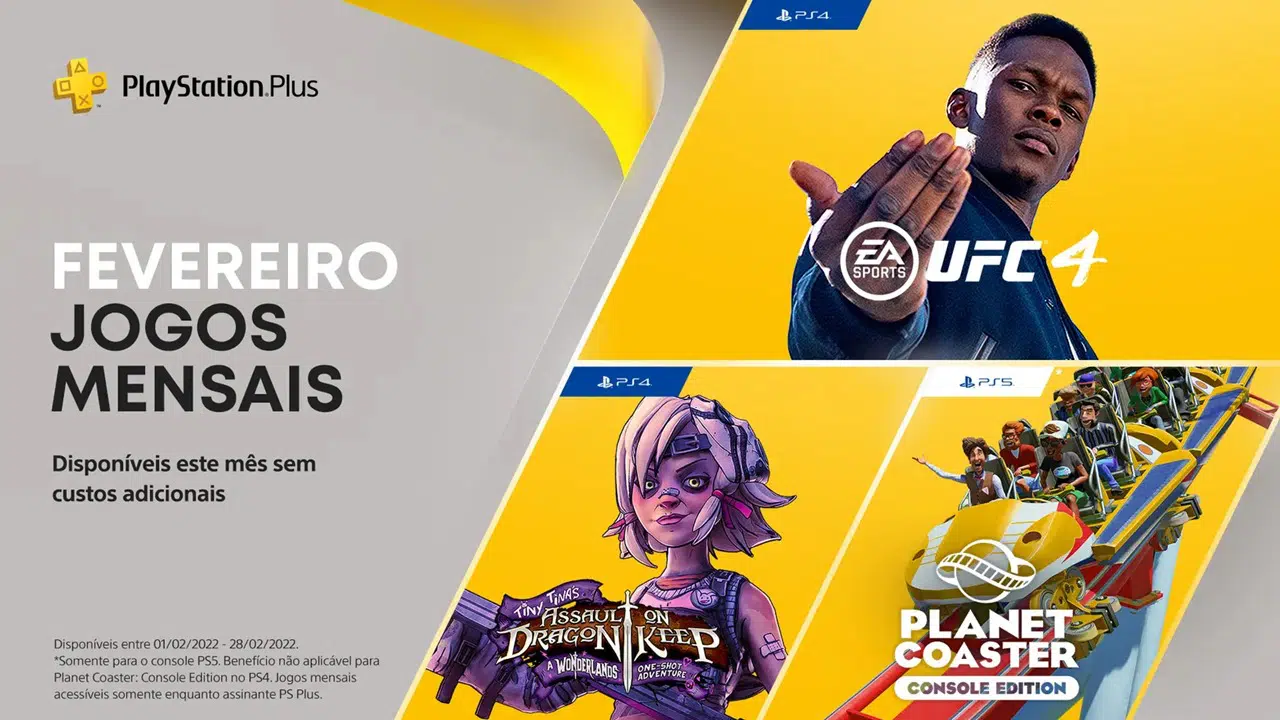 Capa com os jogos do PS Plus de fevereiro.