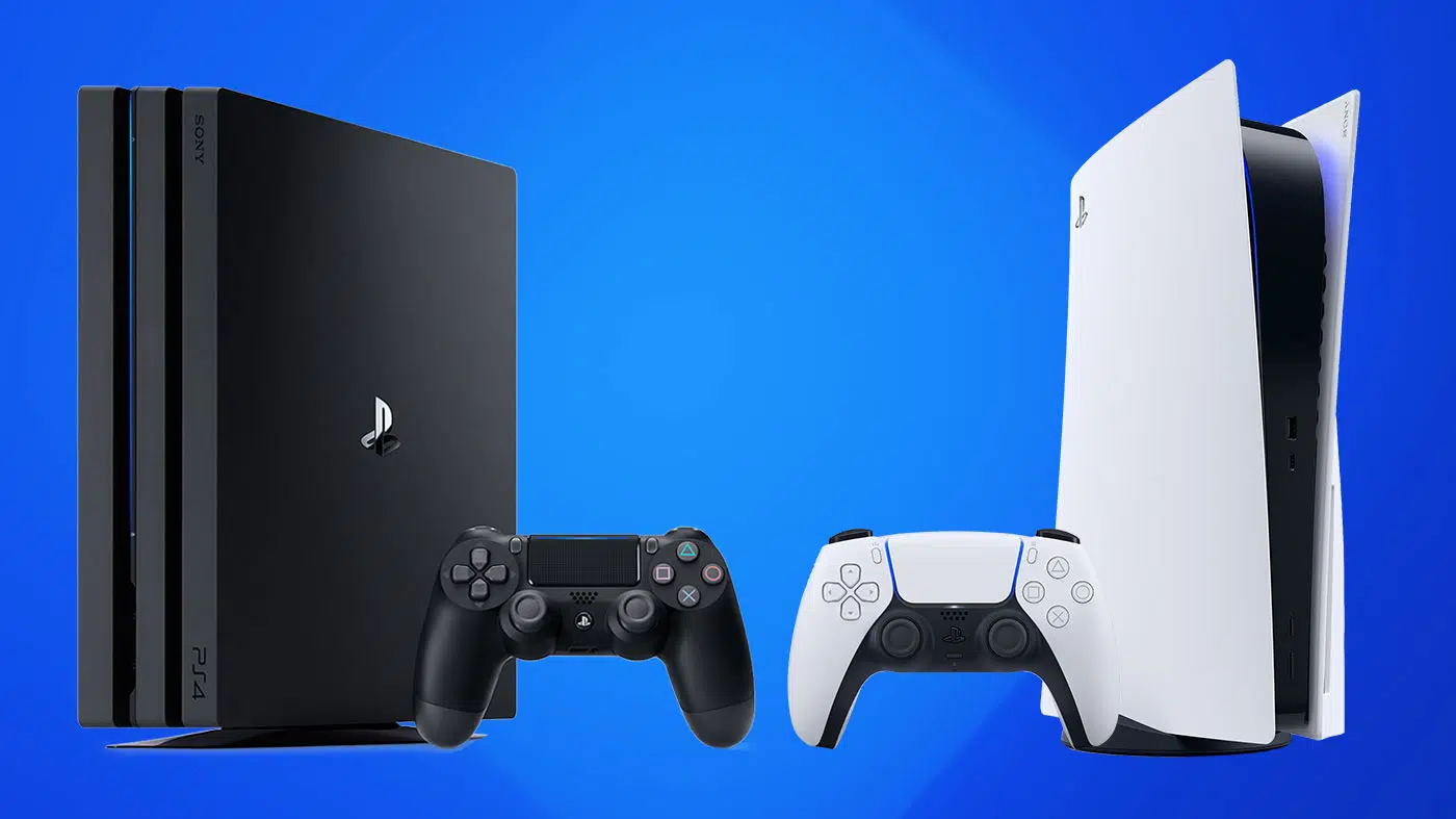 Imagem com um PS4 e PS5 lado a lado que apontam sobre a produção de PS4 em razão da falta de chips semicondutores para o PS5