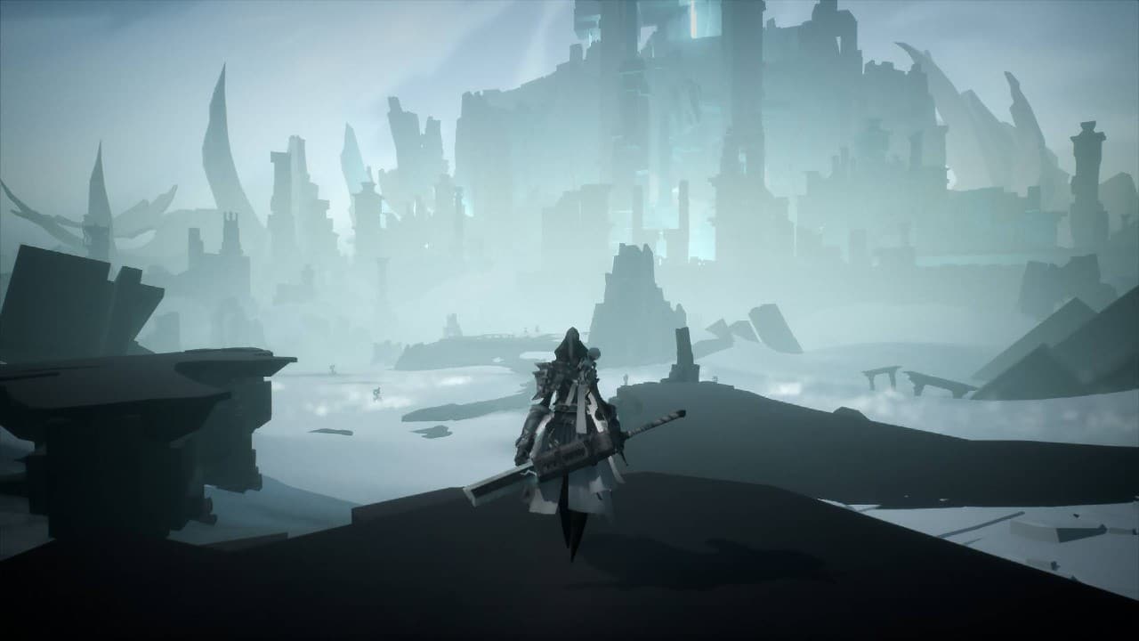 Shattered Tale of the Forgotten King - jogador encarando a paisagem