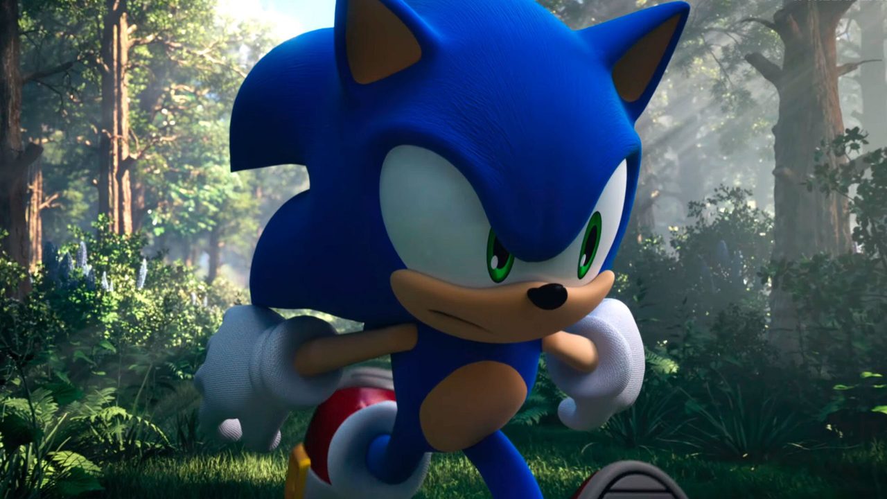 Imagem de capa do jogo Sonic Frontiers com o protagonista correndo