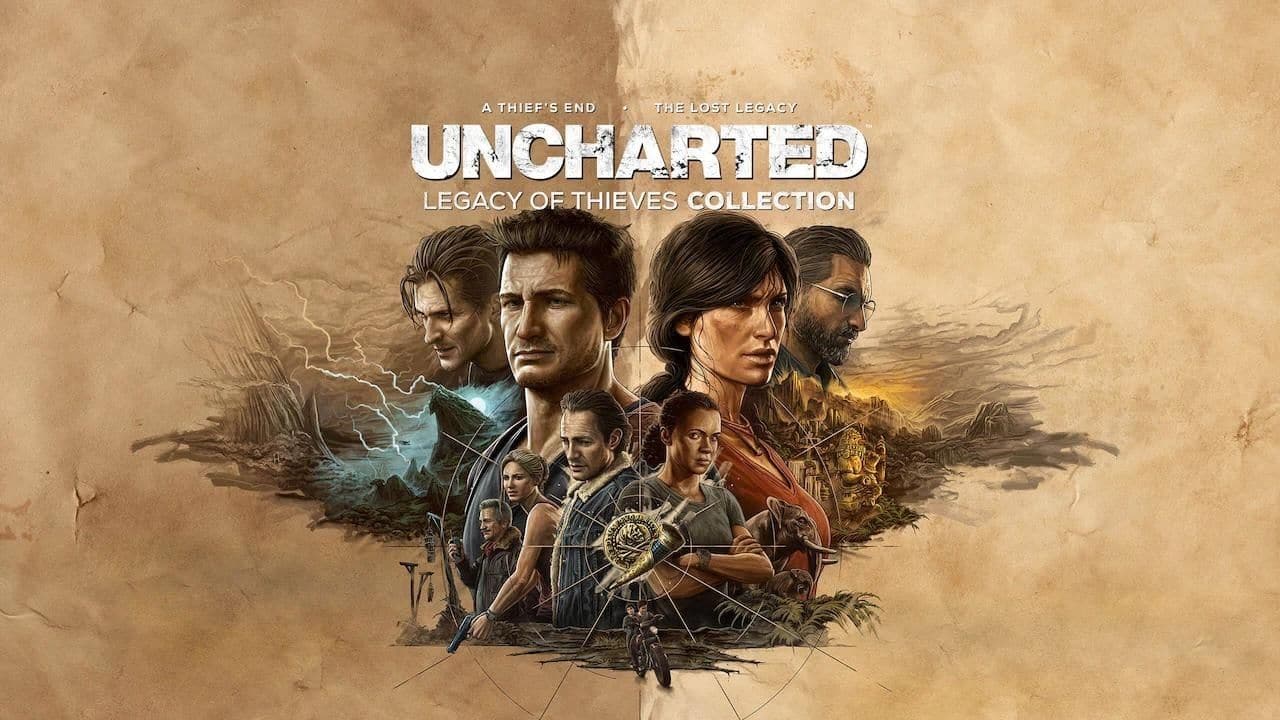 Imagem de capa dos protagonistas de Uncharted: Coleção Legado dos Ladrões