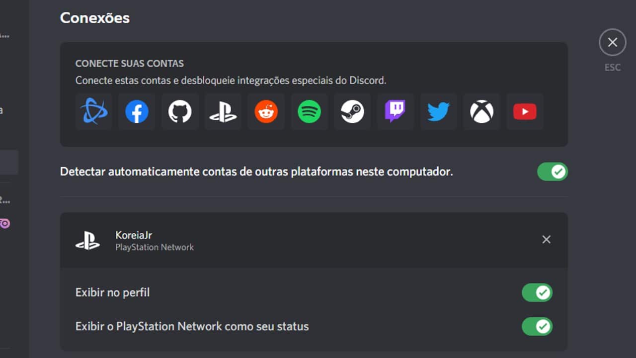 Conectar PlayStation no Discord