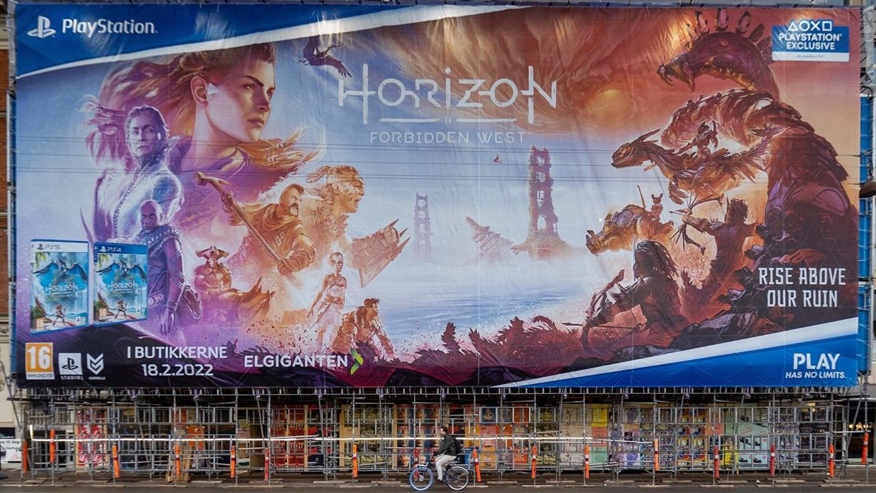 Marketing de Horizon Forbidden West pelo mundo.
