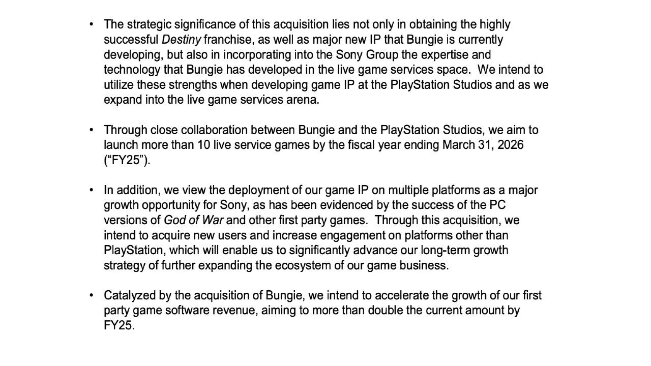Sony fala sobre a Bungie