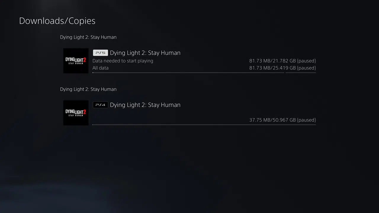 Tamanho de Dying Light 2 no PS4 e PS5
