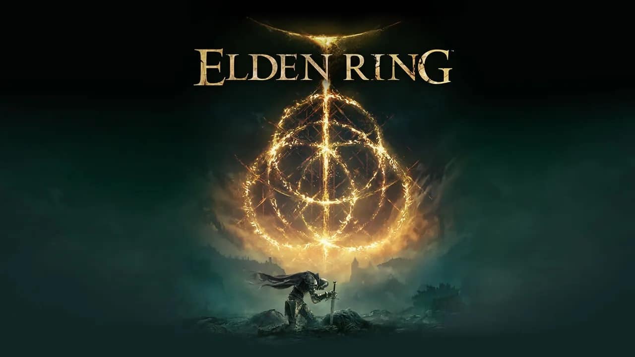 arte promocional de elden ring contendo personagem fincando espada no solo