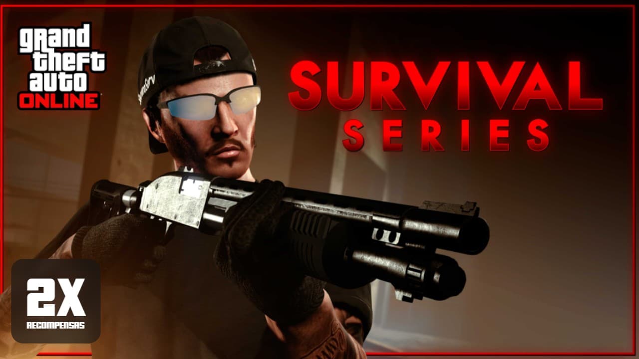 GTA Online sobrevivência - assaltante de óculos com uma escopeta
