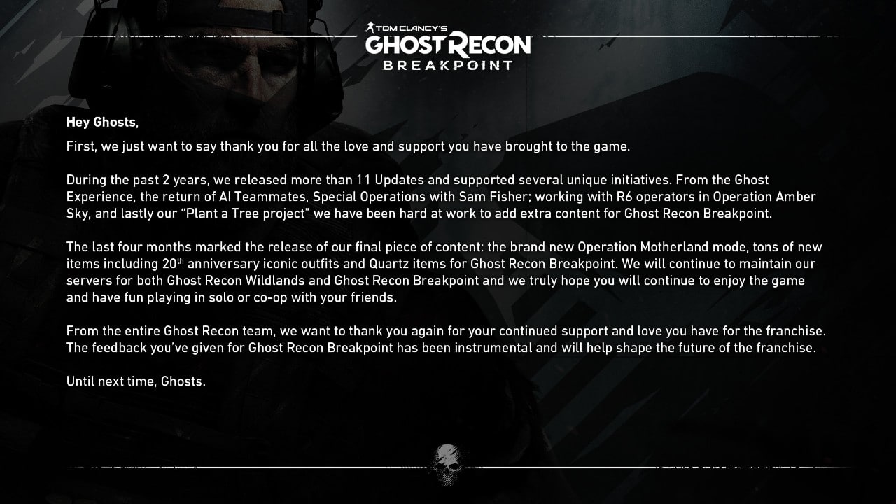 Ghost Recon Breakpoint - mensagem