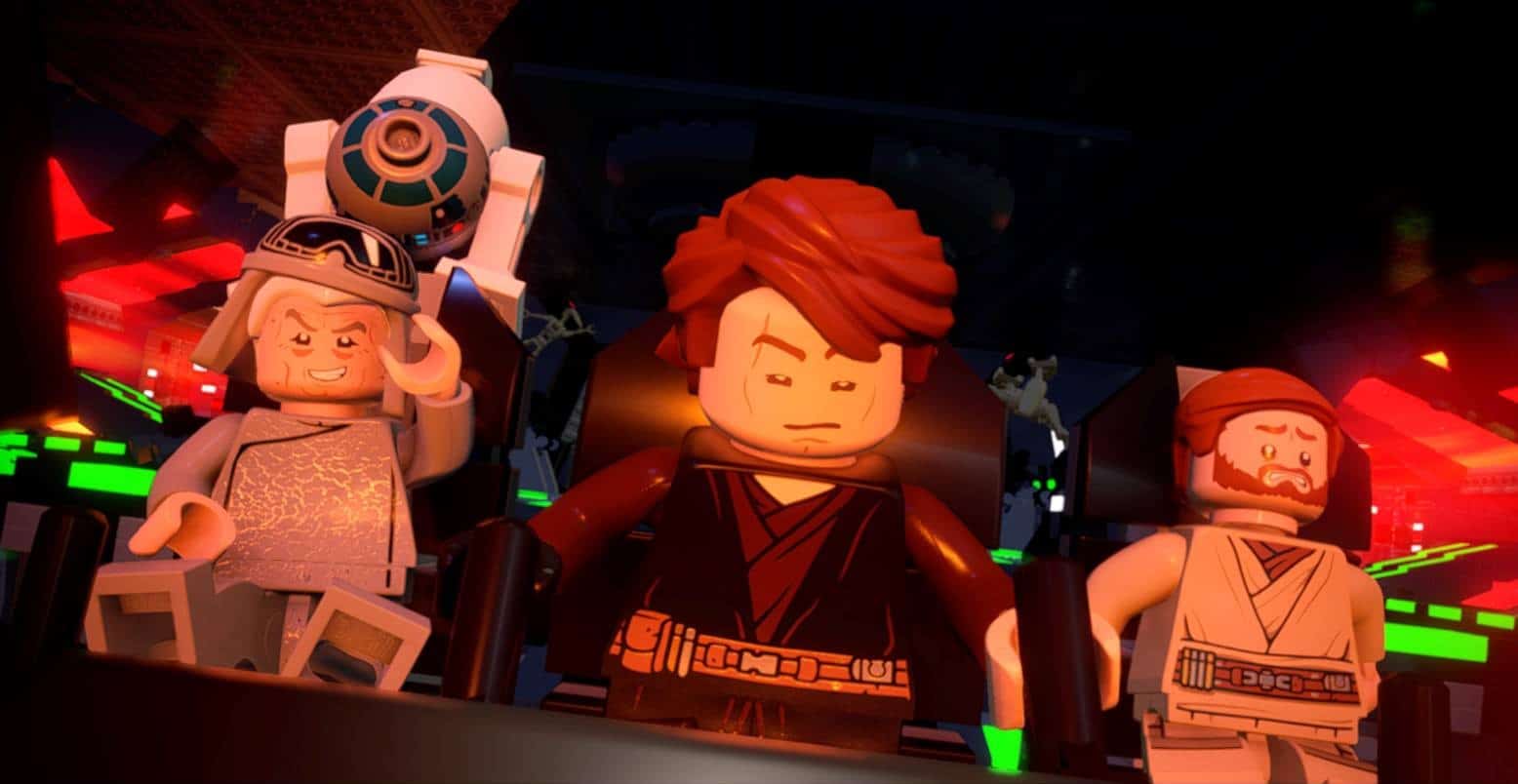 Anakin, Palpatine, Obi-Wan e R2-D2 em LEGO Star Wars: A Saga Skywalker