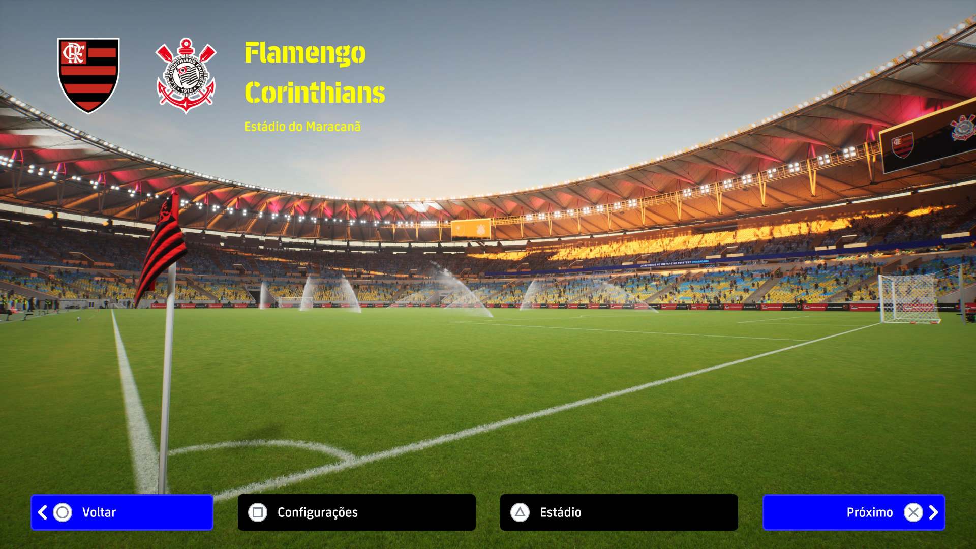 Maracanã no eFootball 2022 - bandeira de escanteio do Flamengo