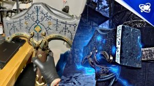 Digno! Réplica do Mjolnir do Thor de God of War Ragnarök impressiona fãs
