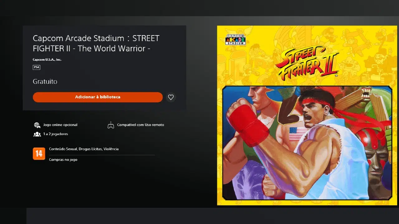Capcom Street Fighter II de graça na PS Store