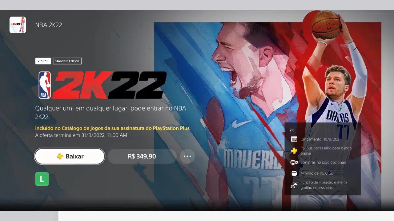 NBA 2K22 novo PS Plus