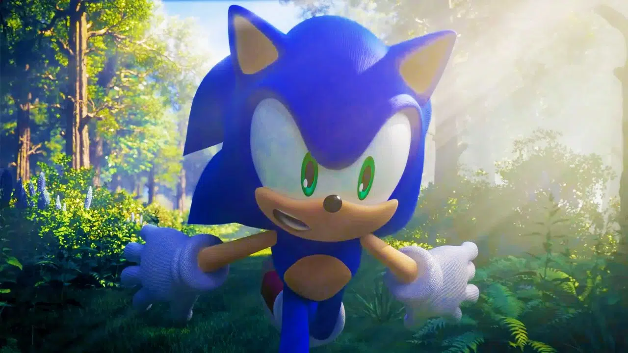 Sonic correndo em uma floresta em Sonic Frontiers
