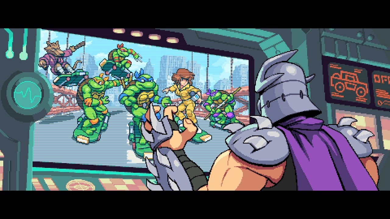 Teenage Mutant Ninja Turtles: Shredder’s Revenge mostrando um momento da história