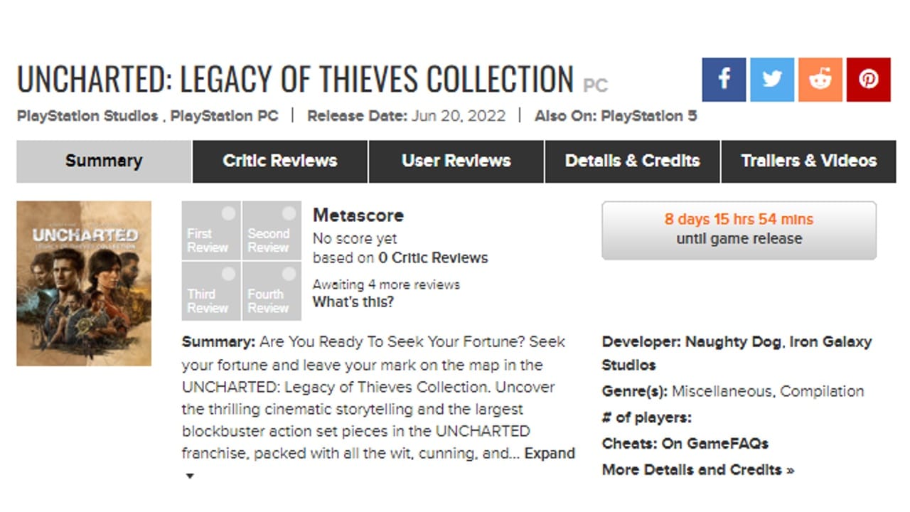 Uncharted: Legado dos Ladrões será lançado em 20 de junho no PC segundo  Epic Games Store