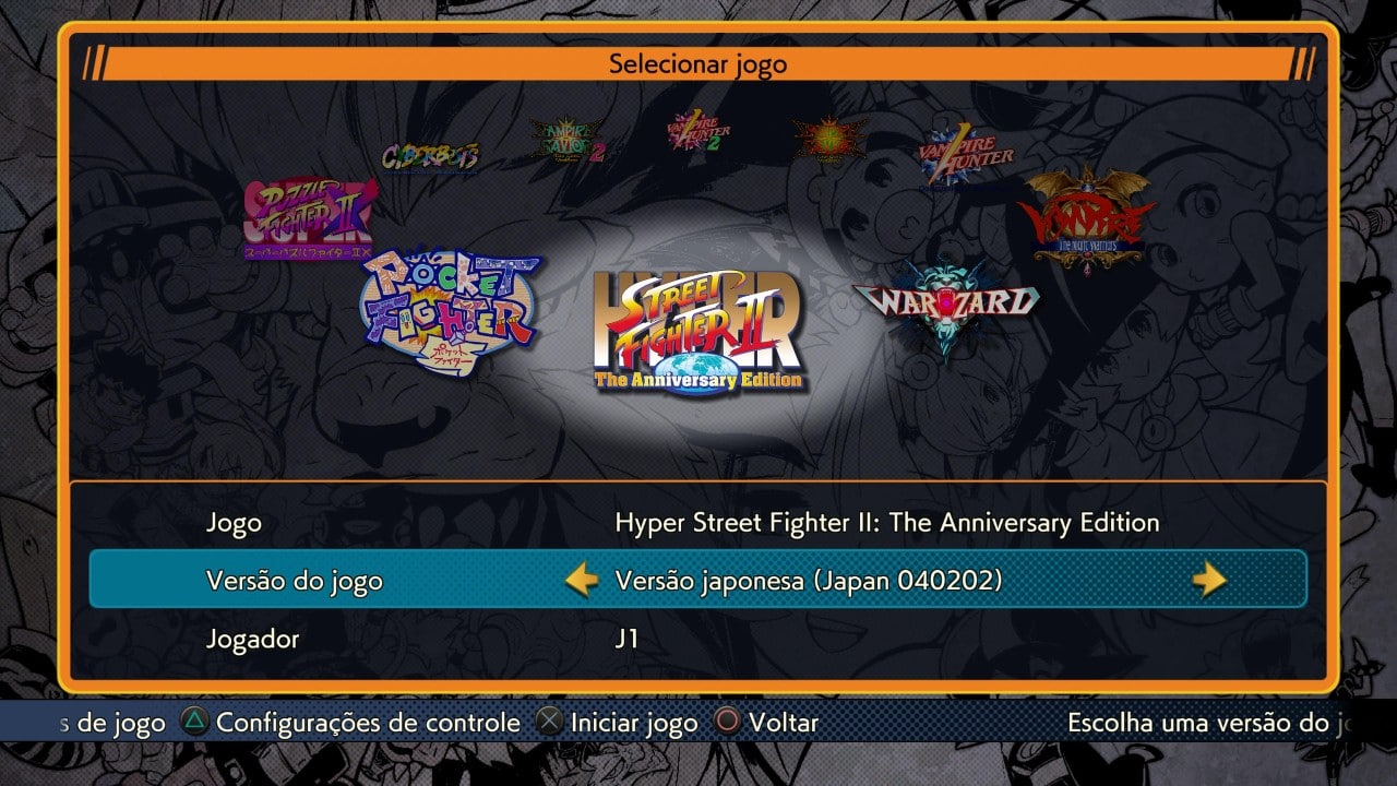 The fight menu with the capcom collection menu