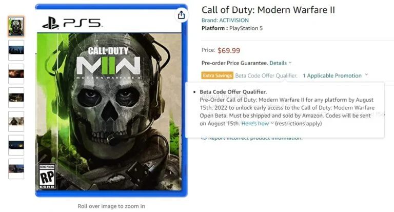 Beta de Call of Duty: Modern Warfare II pode ocorrer em agosto 1 captura de tela de modern warfare ii na amazon
