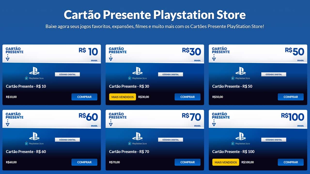 A partir de R$ 10: Gift Cards de PlayStation com novos preços na