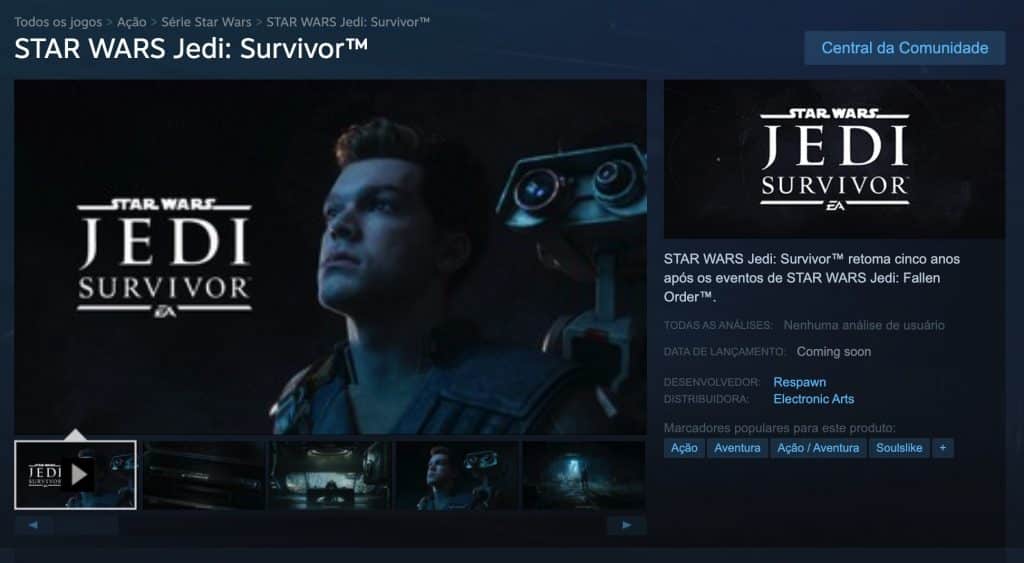 Star Wars JEDI Survivor ganha página oficial na Steam