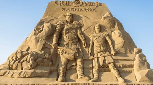 God of War Ragnarok é celebrado com incrível escultura de areia