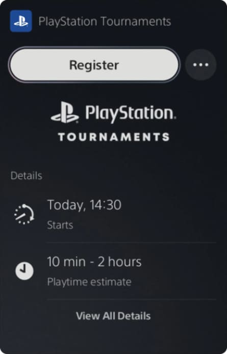 Torneios do PlayStation no PS5 cartão