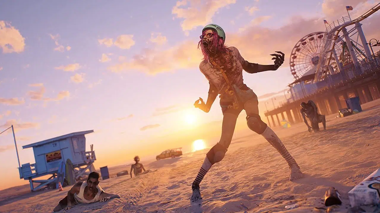 imagem promocional de dead island 2 com zumbis na praia