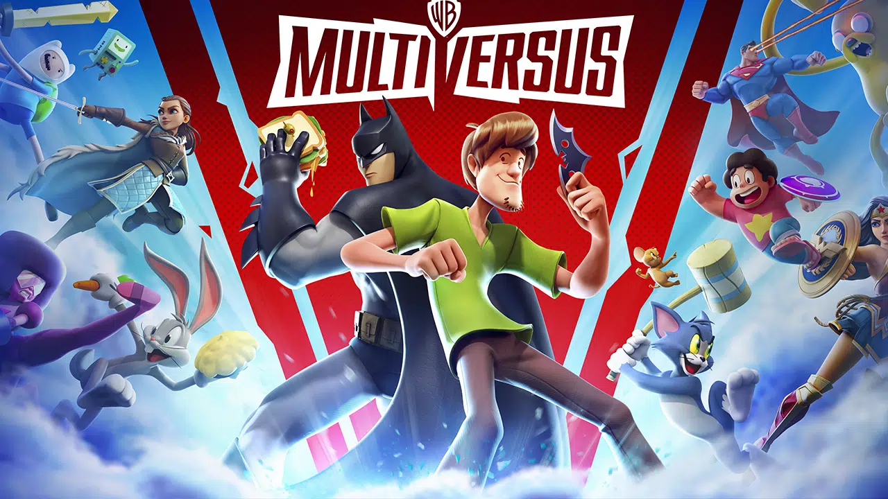 banner promocional com herois de multiversus