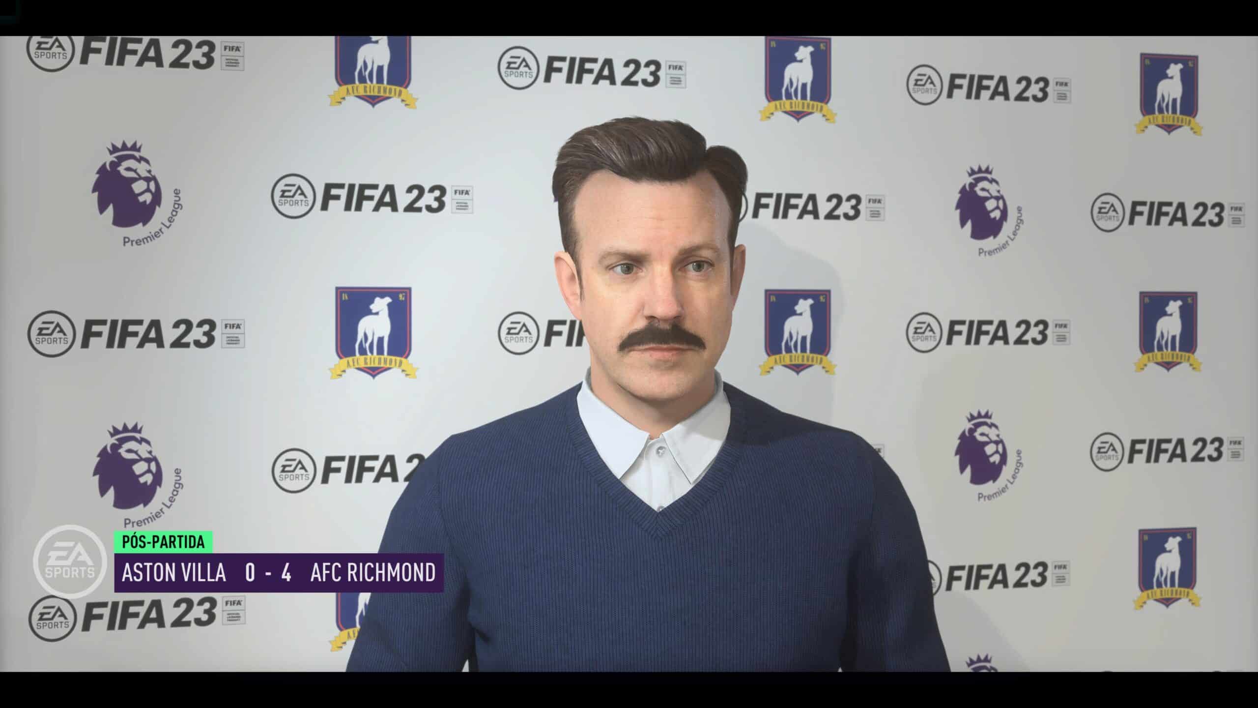 Ted Lasso was a great shot in FIFA 23 (Photo: Reproduction/Thiago Barros)