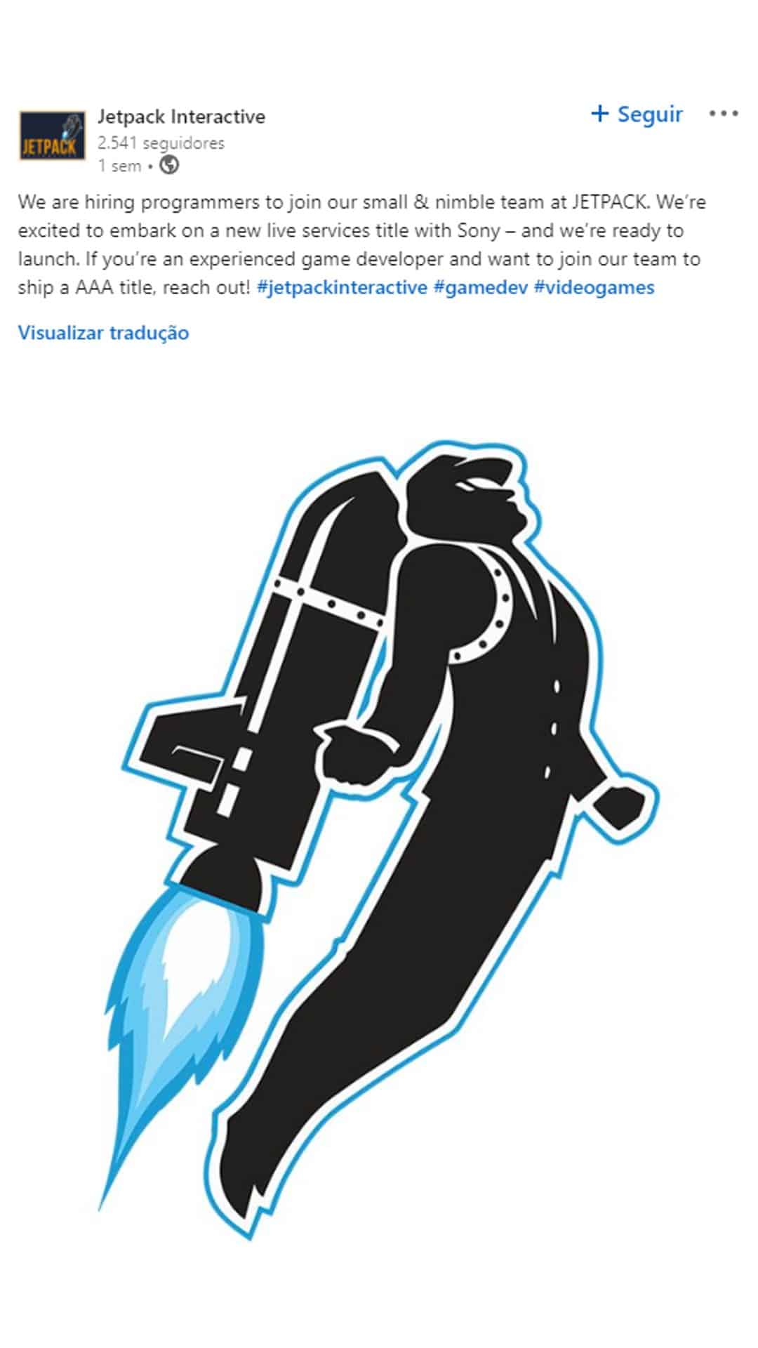 Jetpack Interactive trabalha em jogo como serviço para Sony