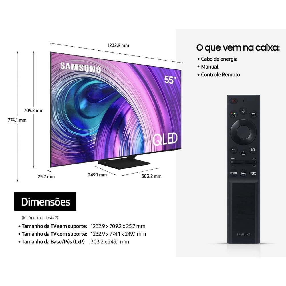 Smart TV QLED 4K de 55" e 120 Hz da Samsung está com super cashback 2 TV Samsung