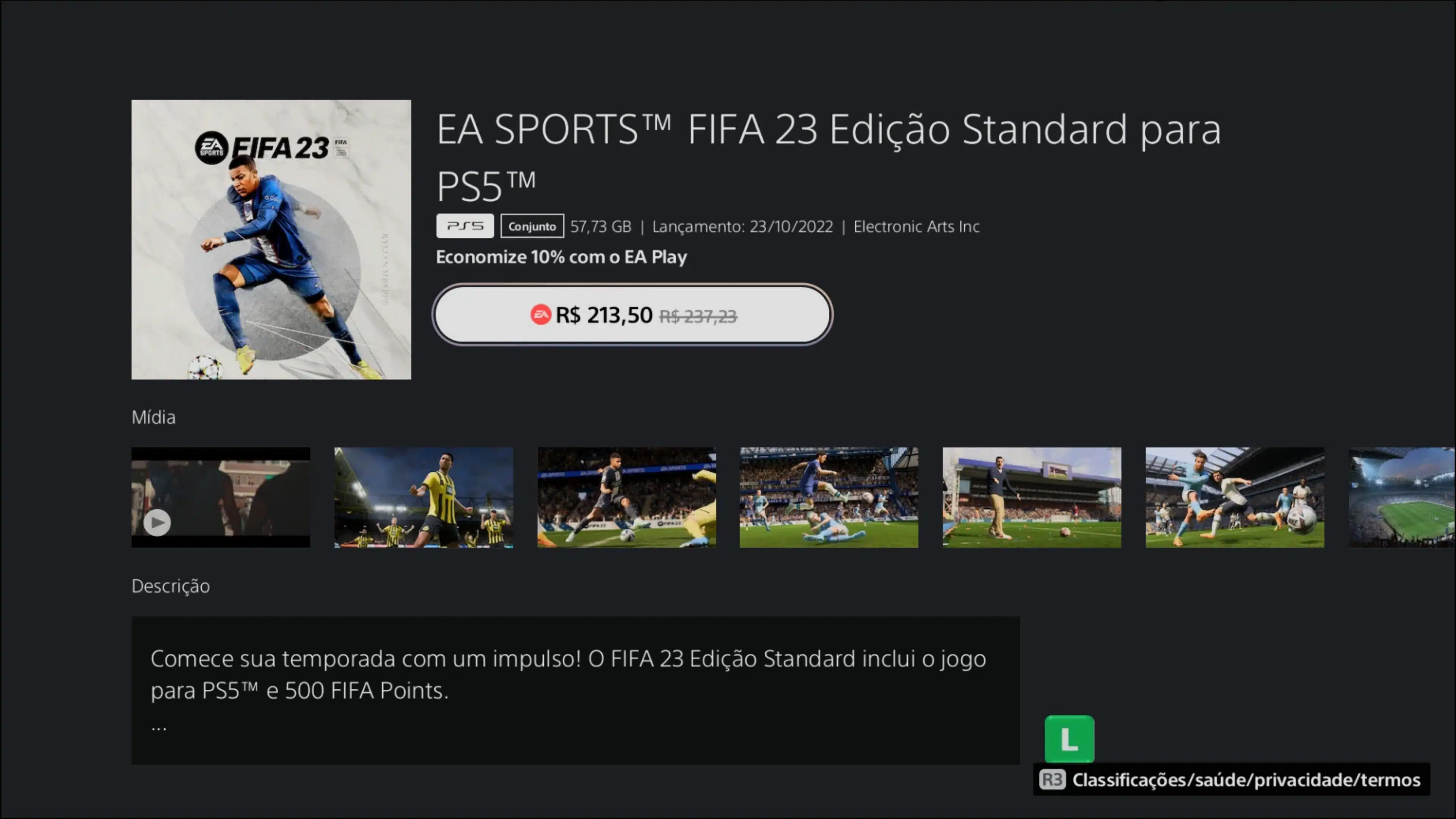 captura de fifa 23 na loja