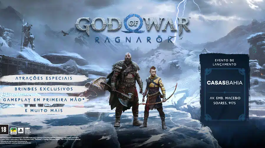 Casas Bahia fará super evento para lançamento de God of War Ragnarok