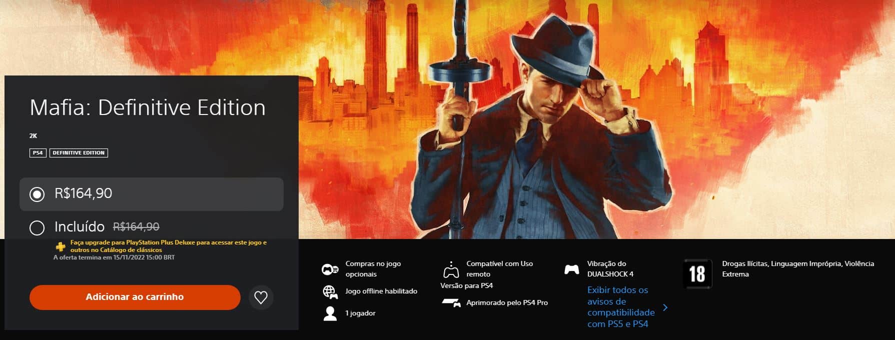 Mafia II: Definitive Edition e mais jogos chegam à PS Plus em novembro