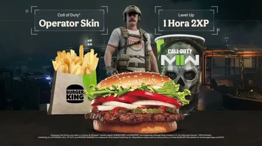 Campanha do Burger King oferece skin gratuita para Modern Warfare II