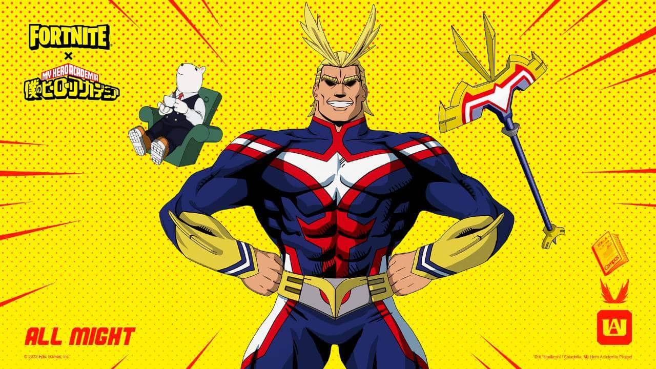 PLUS ULTRA! Crossover de Fortnite e My Hero Academia está disponível 1 All Might My Hero Academia no Fortnite skin