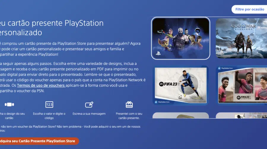 Sony lança cartão presente PlayStation personalizado; veja como criar