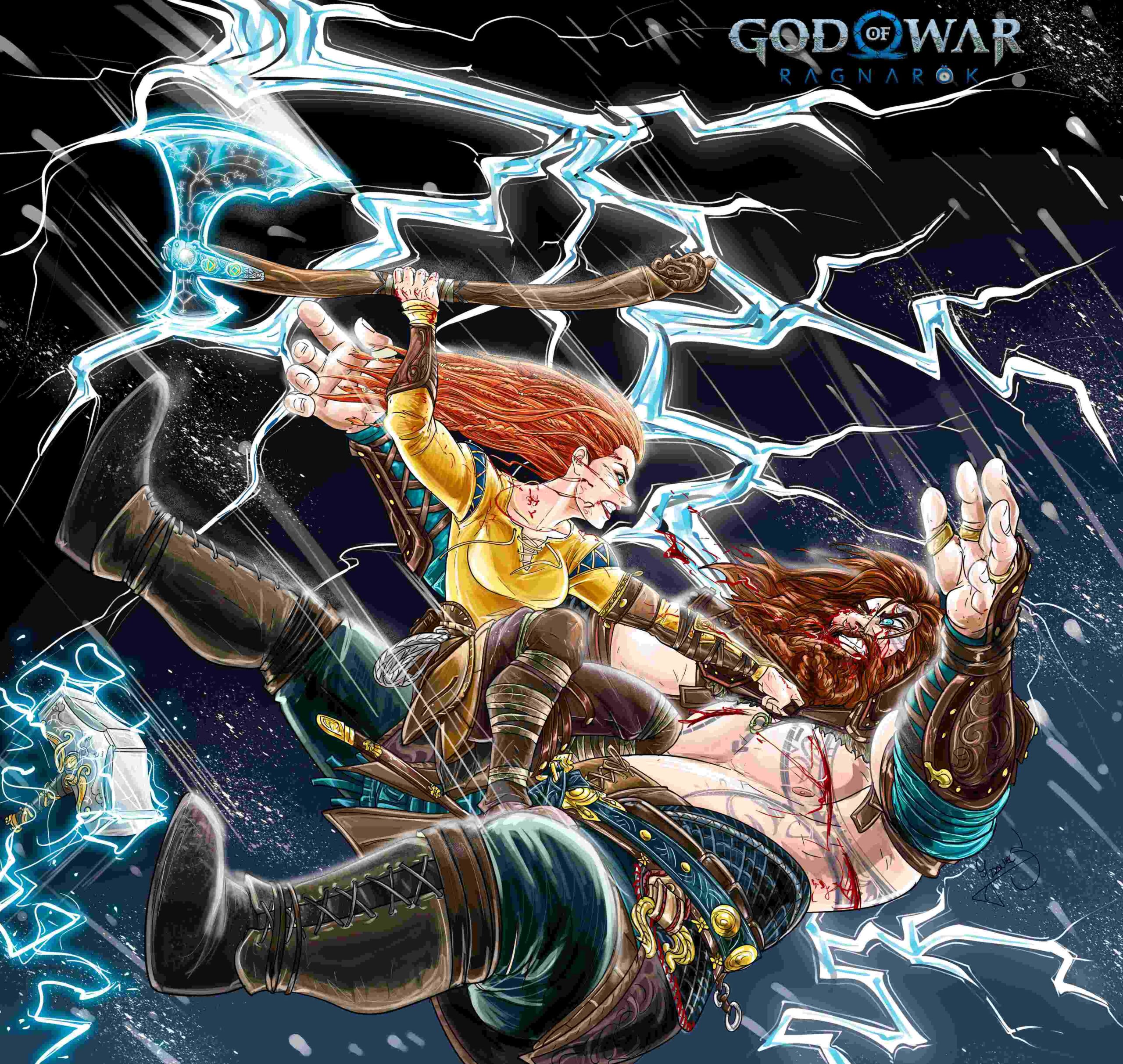 God of War Ragnarok: fã cria arte da luta entre Thor e Faye
