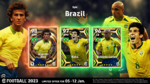Especial “Brasil Épico” de eFootball 2023 tem Zico, Kaká e Roberto Carlos