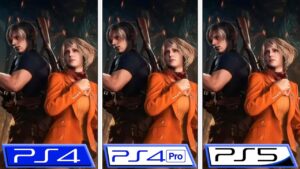 Compare Resident Evil 4 rodando no PS4, PS4 Pro e PS5