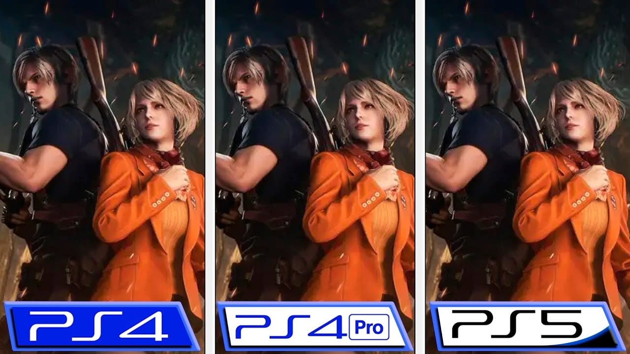 Compare Resident Evil 4 running on PS4, PS4 Pro and PS5