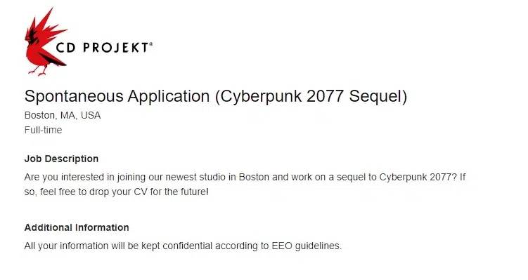 CD Projekt RED sequencia de Cyberpunk 2077