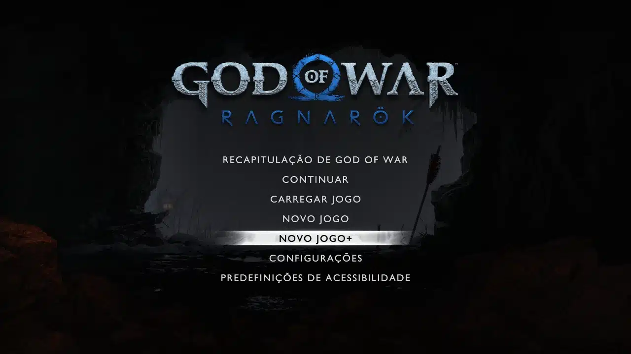 Novo Jogo+ de God of war Ragnarok menu