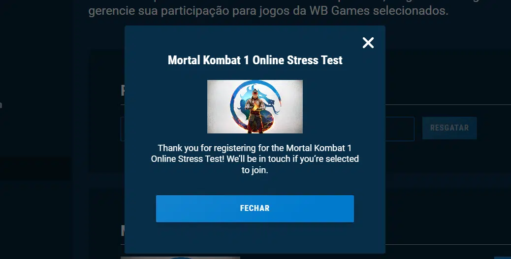 Mortal Kombat 1 online teste