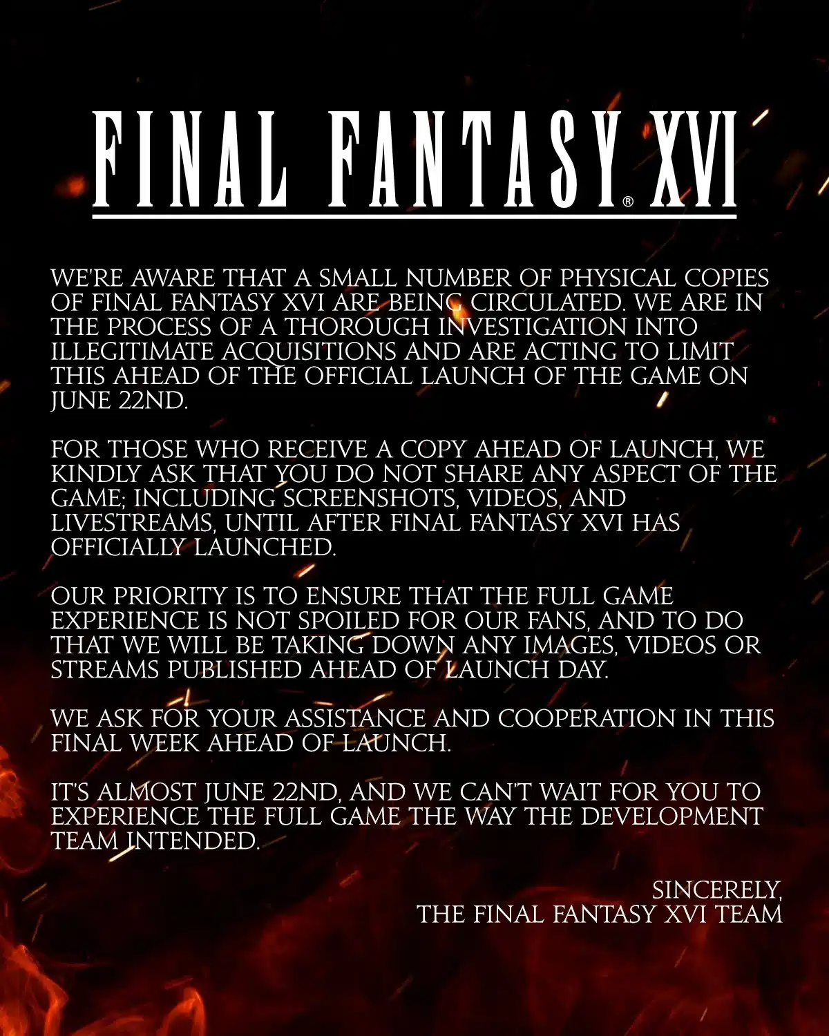 Final Fantasy XVI comunicado