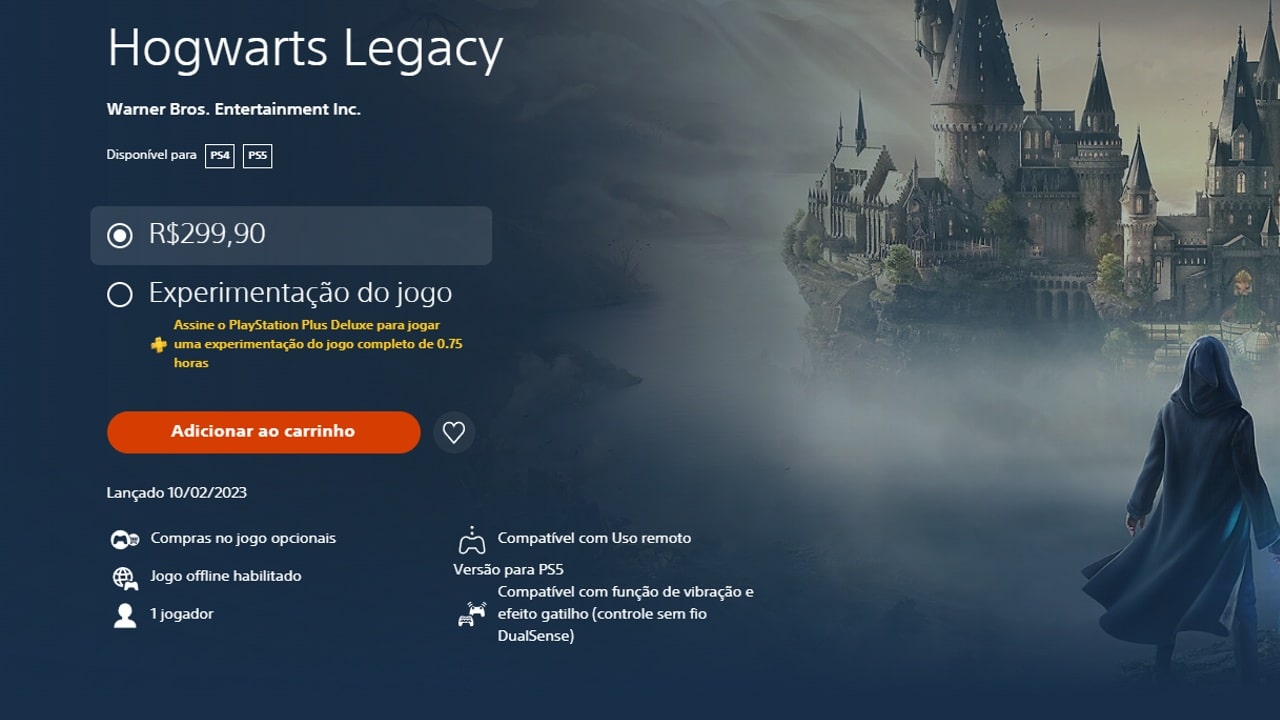 Hogwarts Legacy no PS Plus Deluxe